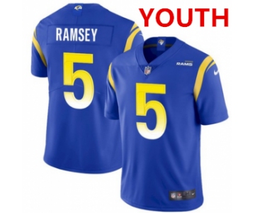 Youth Los Angeles Rams #5 Jalen Ramsey Royal Vapor Untouchable Limited Stitched Jersey