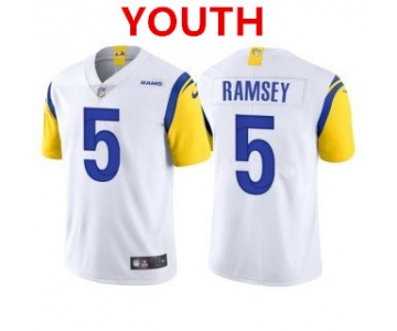 Youth Los Angeles Rams #5 Jalen Ramsey White 2021 Vapor Untouchable Limited Alternate Stitched Jersey