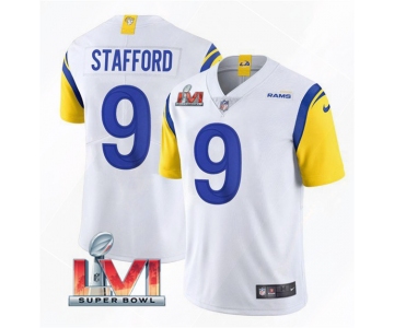 Men's Los Angeles Rams #9 Matthew Stafford 2022 White Super Bowl LVI Vapor Limited Stitched Jersey