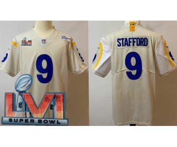 Men's Los Angeles Rams #9 Matthew Stafford Limited Bone 2022 Super Bowl LVI Bound Vapor Jersey