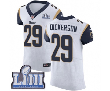 #29 Elite Eric Dickerson White Nike NFL Road Men's Jersey Los Angeles Rams Vapor Untouchable Super Bowl LIII Bound