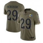 Men's Los Angeles Rams #29 Eric Dickerson 2022 Olive Salute To Service Limited Stitched Jersey