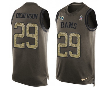 Men's Los Angeles Rams #29 Eric Dickerson Green Salute to Service Hot Pressing Player Name & Number Nike NFL Tank Top Jersey