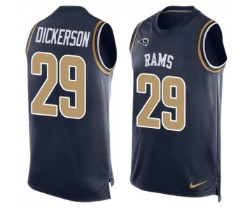 Men's Los Angeles Rams #29 Eric Dickerson Navy Blue Hot Pressing Player Name & Number Nike NFL Tank Top Jersey