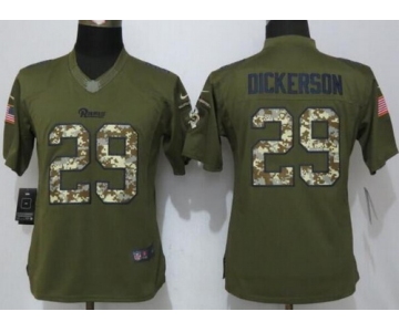 Men's Los Angeles Rams #29 Eric Dickerson Retired Player Green Salute to Service NFL Nike Limited Jersey