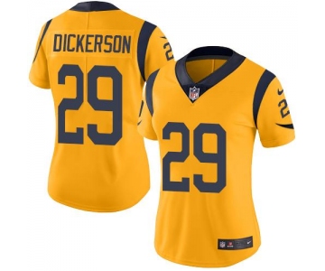 Nike Rams #29 Eric Dickerson Gold Women's Stitched NFL Limited Rush Jersey