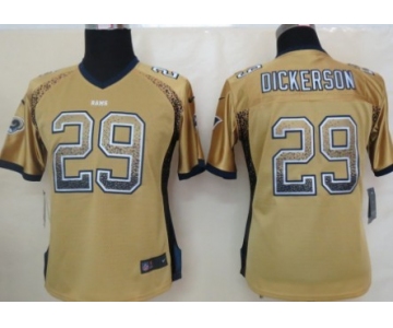 Nike St. Louis Rams #29 Eric Dickerson Drift Fashion Gold Womens Jersey