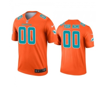 Men's Custom Miami Dolphins Orange Inverted Legend Jersey