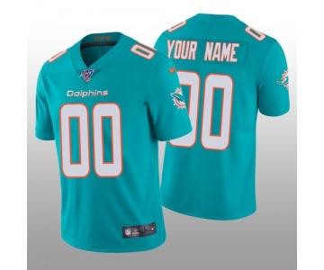 Men's Miami Dolphins Custom Aqua Vapor Limited 100th Season Jersey