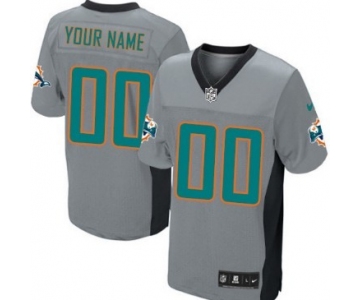 Men's Nike Miami Dolphins Customized Gray Shadow Elite Jersey