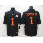 Men's Miami Dolphins #1 Tua Tagovailoa Black Red Orange Stripe Vapor Limited Nike NFL Jersey