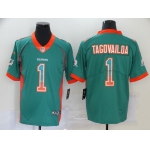 Men's Miami Dolphins #1 Tua Tagovailoa Green 2020 Fashion Drift Color Rush Stitched NFL Nike Limited Jersey