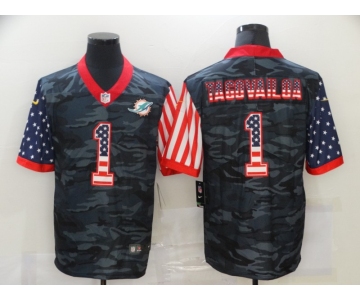 Men's Miami Dolphins #1 Tua Tagovailoa USA Camo 2020 Salute To Service Stitched NFL Nike Limited Jersey