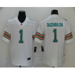 Men's Miami Dolphins #1 Tua Tagovailoa White 2020 Color Rush Stitched NFL Nike Limited Jersey