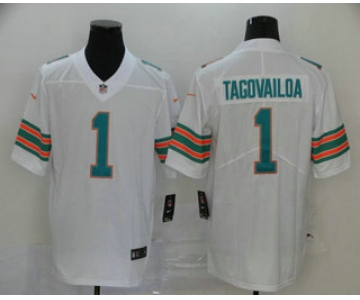 Men's Miami Dolphins #1 Tua Tagovailoa White 2020 Color Rush Stitched NFL Nike Limited Jersey