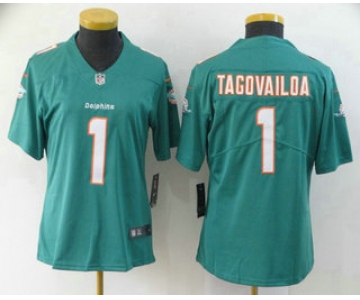 Women's Miami Dolphins #1 Tua Tagovailoa Green 2020 Vapor Untouchable Stitched NFL Nike Limited Jersey