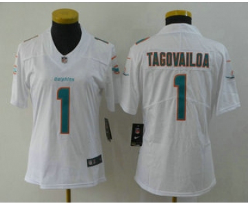 Women's Miami Dolphins #1 Tua Tagovailoa White 2020 Vapor Untouchable Stitched NFL Nike Limited Jersey