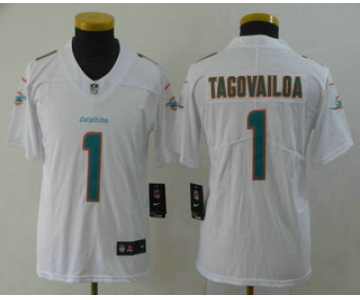 Youth Miami Dolphins #1 Tua Tagovailoa White 2020 Vapor Untouchable Stitched NFL Nike Limited Jersey