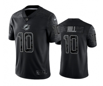 Men's Miami Dolphins #10 Tyreek Hill Black Reflective Limited Stitched Football Jersey