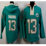 Men's Miami Dolphins #13 Dan Marino Aqua Green Team Color 2015 NFL Hoody