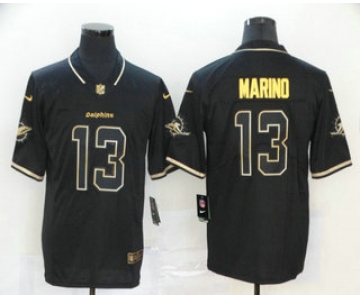 Men's Miami Dolphins #13 Dan Marino Black 100th Season Golden Edition Jersey