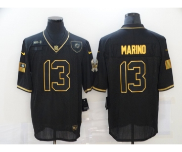 Men's Miami Dolphins #13 Dan Marino Black Gold 2020 Salute To Service Stitched NFL Nike Limited Jersey