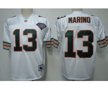 Miami Dolphins #13 Dan Marino White 75TH Throwback Jersey