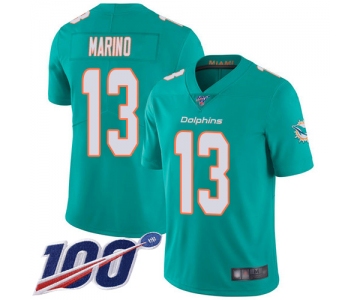 Nike Dolphins #13 Dan Marino Aqua Green Team Color Men's Stitched NFL 100th Season Vapor Limited Jersey