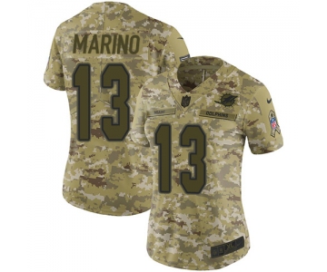 Nike Dolphins #13 Dan Marino Camo Women's Stitched NFL Limited 2018 Salute to Service Jersey