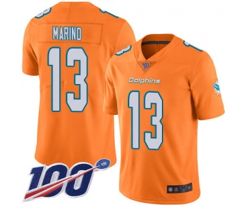 Nike Dolphins #13 Dan Marino Orange Men's Stitched NFL Limited Rush 100th Season Jersey