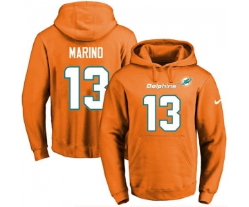 Nike Dolphins #13 Dan Marino Orange Name & Number Pullover NFL Hoodie