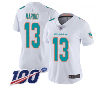 Nike Dolphins #13 Dan Marino White Women's Stitched NFL 100th Season Vapor Limited Jersey