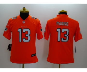 Nike Miami Dolphins #13 Dan Marino 2013 Orange Limited Kids Jersey