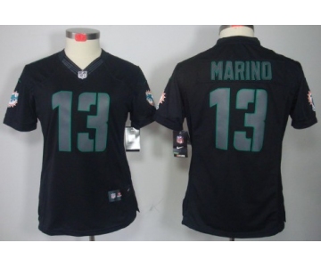 Nike Miami Dolphins #13 Dan Marino Black Impact Limited Womens Jersey