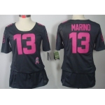 Nike Miami Dolphins #13 Dan Marino Breast Cancer Awareness Gray Womens Jersey