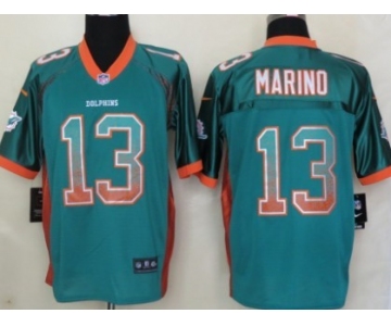 Nike Miami Dolphins #13 Dan Marino Drift Fashion Green Elite Jersey