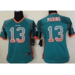 Nike Miami Dolphins #13 Dan Marino Drift Fashion Green Womens Jersey