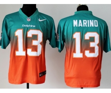 Nike Miami Dolphins #13 Dan Marino Green/Orange Fadeaway Elite Jersey