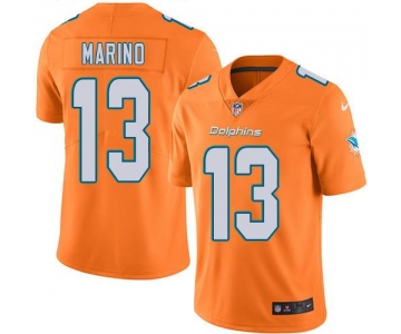 Nike Miami Dolphins #13 Dan Marino Orange Men's Stitched NFL Limited Rush Jersey