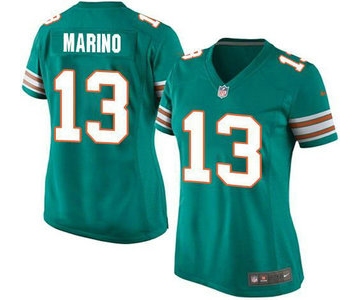 Women's Miami Dolphins #13 Dan Marino Aqua Green Alternate 2015 NFL Nike Game Jersey