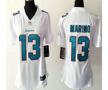 Women's Miami Dolphins #13 Dan Marino White Road NFL Nike Game Jersey