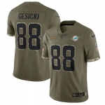 Men's Miami Dolphins #88 Mike Gesicki 2022 Olive Salute To Service Limited Stitched Jersey