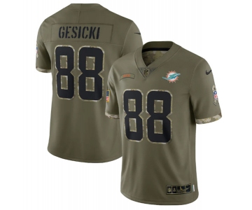 Men's Miami Dolphins #88 Mike Gesicki 2022 Olive Salute To Service Limited Stitched Jersey