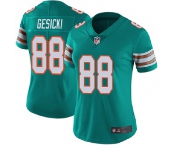 Women's Miami Dolphins #88 Mike Gesicki Limited Aqua Alternate Vapor Untouchable Jersey