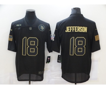 Men's Minnesota Vikings #18 Justin Jefferson Black 2020 Salute To Service Stitched NFL Nike Limited Jersey