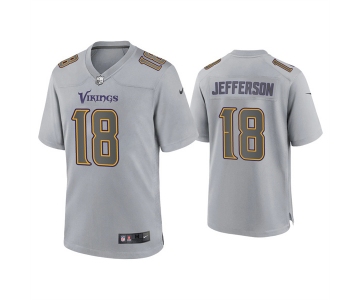 Men's Minnesota Vikings #18 Justin Jefferson Gray Atmosphere Fashion Stitched Game Jersey