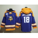 Men's Minnesota Vikings #18 Justin Jefferson Purple Yellow Ageless Must-Have Lace-Up Pullover Hoodie