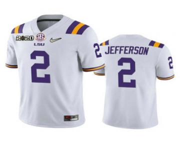 Youth LSU Tigers #2 Justin Jefferson White 2020 National Championship Game Jersey