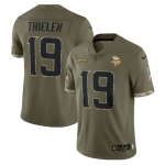 Men's Minnesota Vikings #19 Adam Thielen 2022 Olive Salute To Service Limited Stitched Jersey