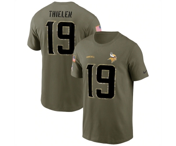 Men's Minnesota Vikings #19 Adam Thielen 2022 Olive Salute to Service T-Shirt